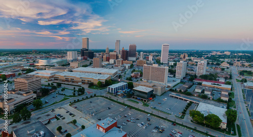 Downtown Tulsa city skyline at sunset, Oklahoma, United States. photo