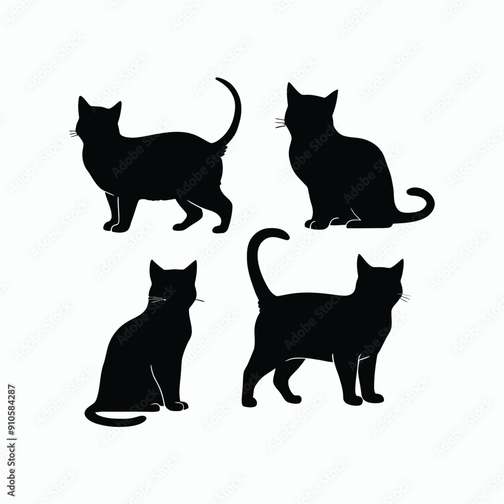 Cat silhouette set animals vector template illustration Cat silhouette set animals vector template illustration