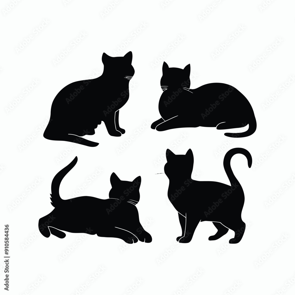 Cat silhouette set animals vector template illustration Cat silhouette set animals vector template illustration