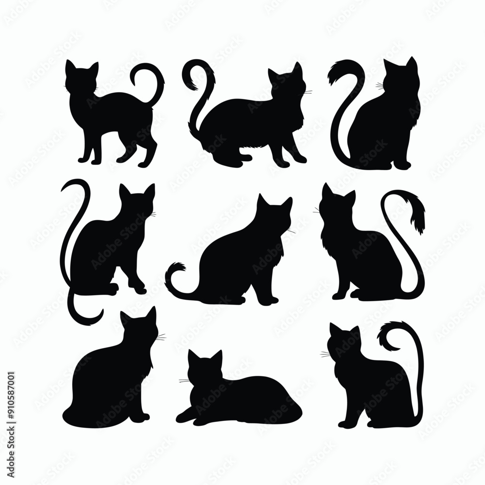 Cat silhouette set animals vector template illustration Cat silhouette set animals vector template illustration