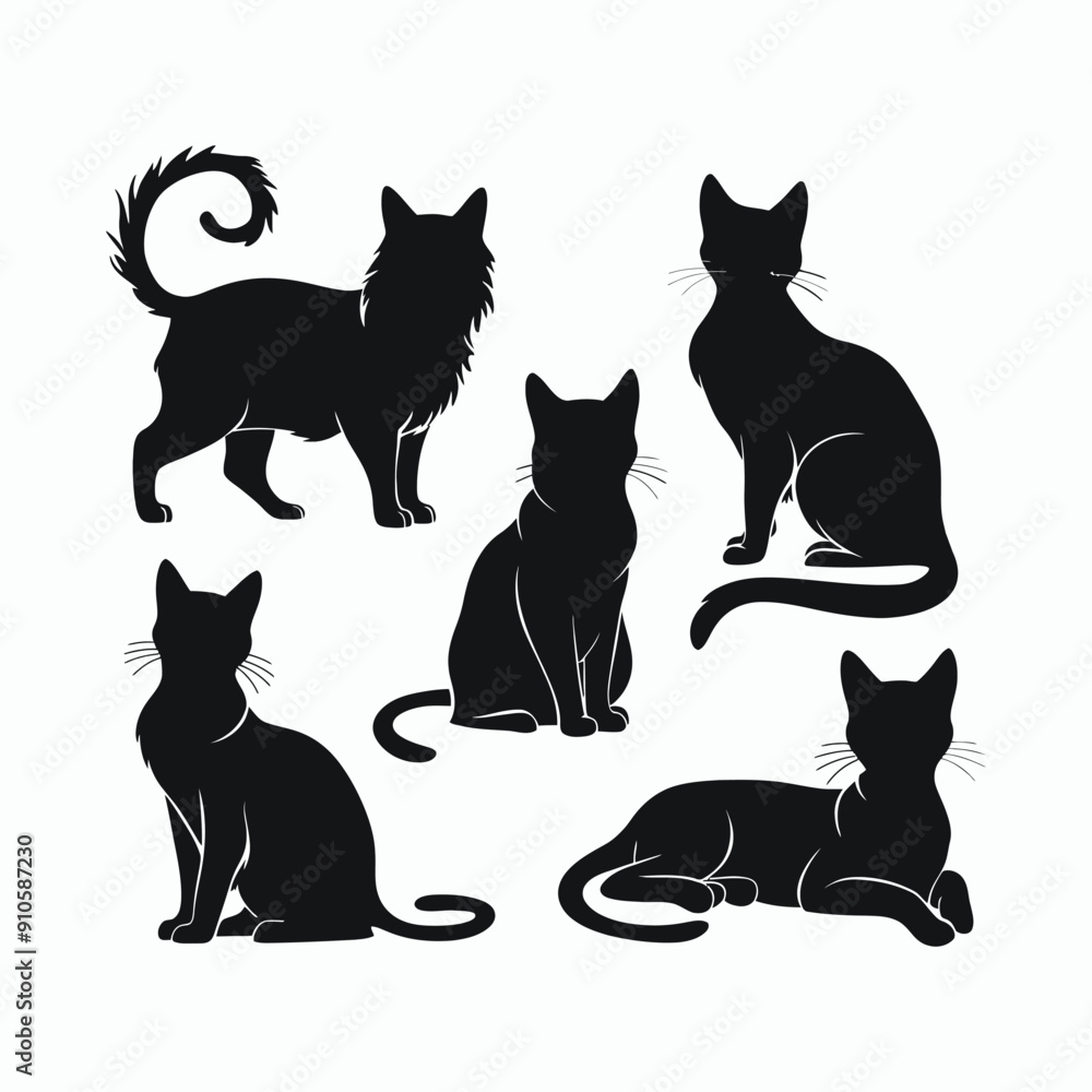 Cat silhouette set animals vector template illustration Cat silhouette set animals vector template illustration