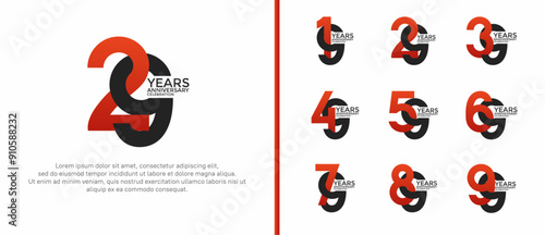anniversary logo style set with red and black color can be use for celebration moment