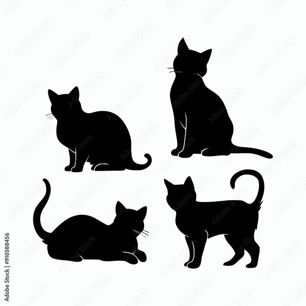 Cat silhouette set animals vector template illustration Cat silhouette set animals vector template illustration
