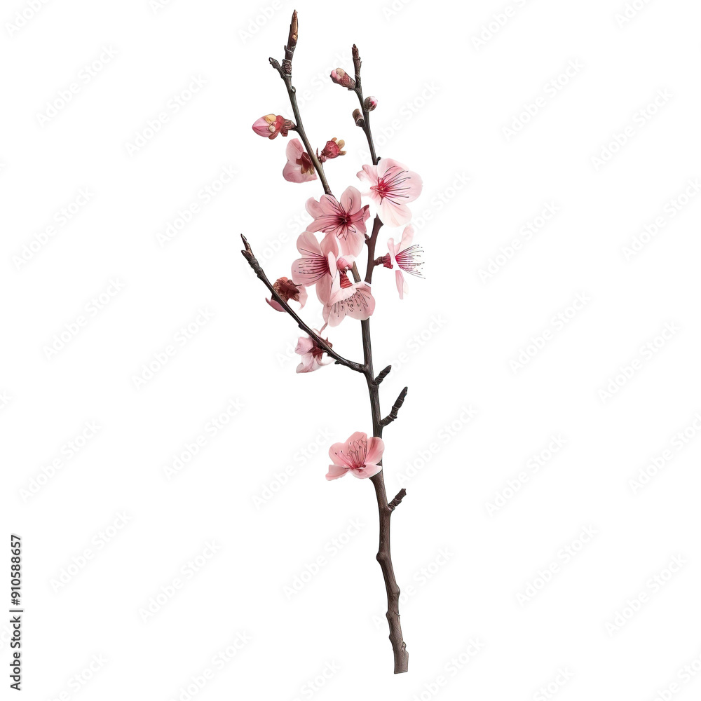 Cherry blossom flower stalk on transparent background, png Cherry blossom flower stalk on transparent background, png