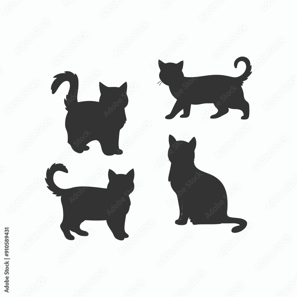 Cat silhouette set animals vector template illustration Cat silhouette set animals vector template illustration