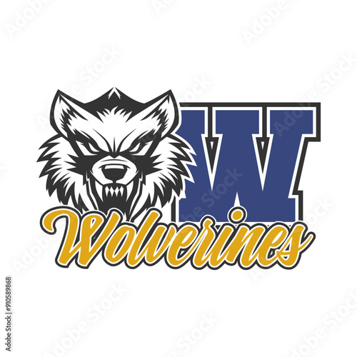 Wolverines Illustration Clip Art Design Shape. Mascot Silhouette Icon Vector.