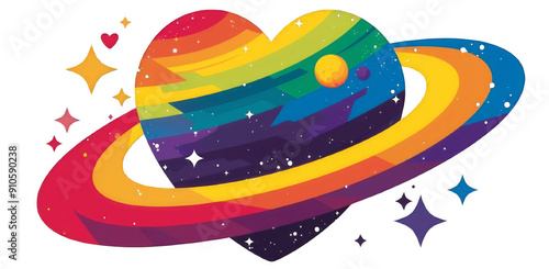 abstract rainbow heart   with  rainbow circle 