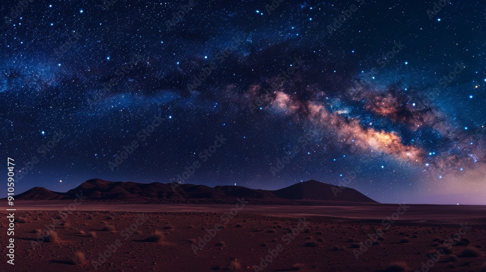 Fototapeta premium desert at night with a beautiful starry sky