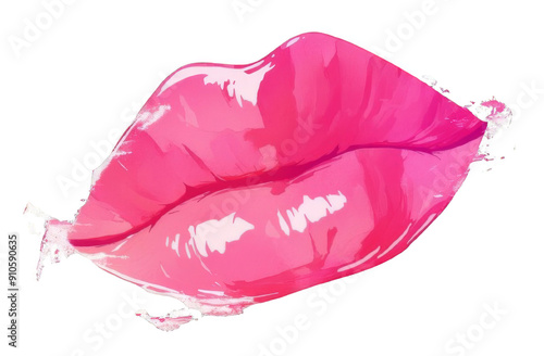 Red and Pink Lips Isolated on Transparent Background. Beauty and Cosmetic Concepts.

 photo