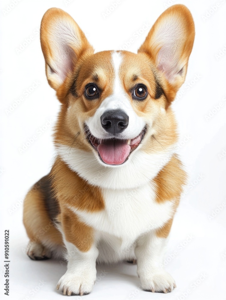 Pembroke Welsh Corgi puppy sitting, isolated on white background Pembroke Welsh Corgi puppy sitting, isolated on white background