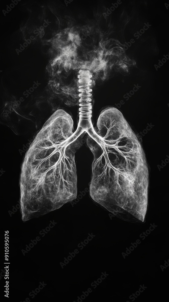 X-ray image of human lungs with X-ray image of human lungs with