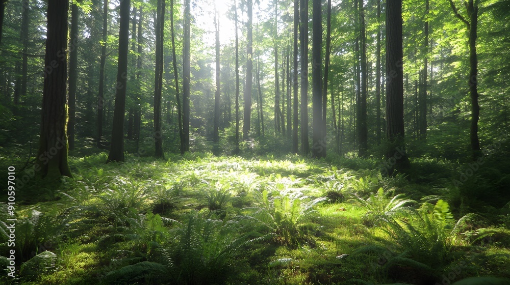 Serene Forest Landscape. Tranquil nature scene Serene Forest Landscape. Tranquil nature scene