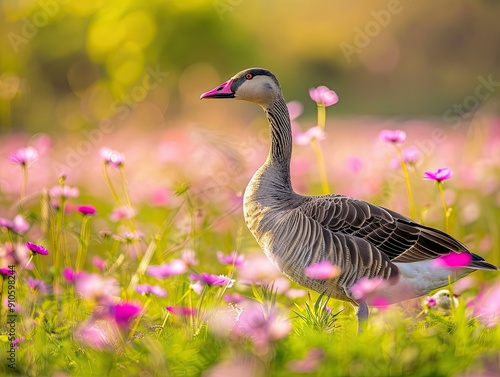 goose isolated on spring background