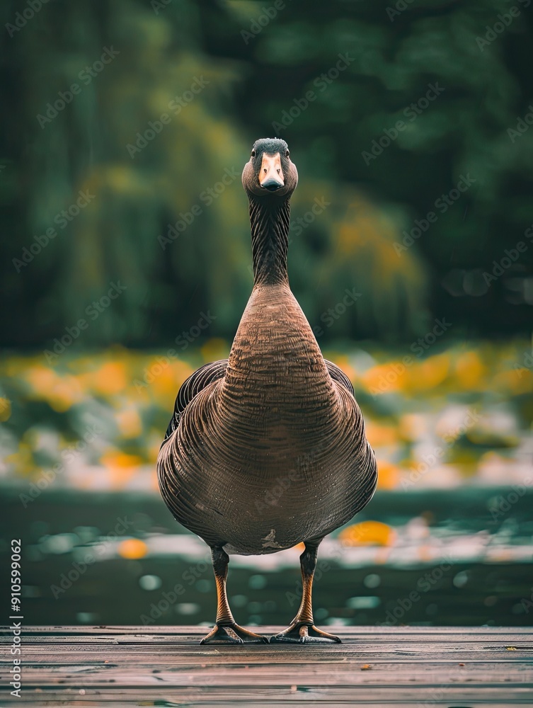 Fototapeta premium goose isolated on wooden background