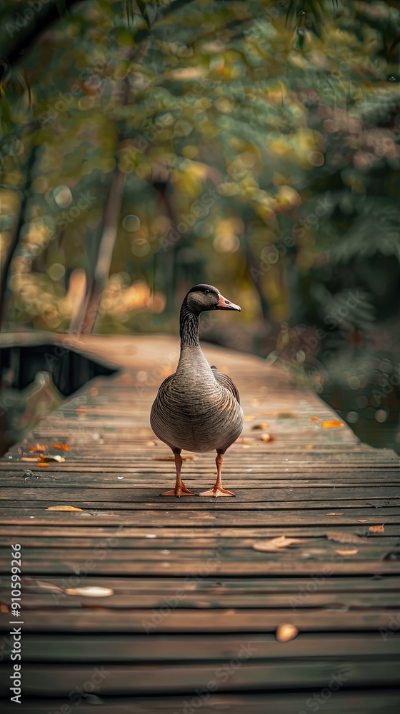 Fototapeta premium goose isolated on wooden background