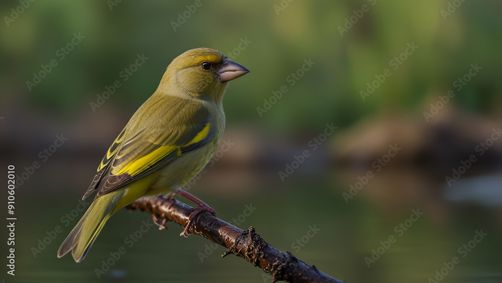 a yellow wagtail on a branch in the morning a yellow wagtail on a branch in the morning