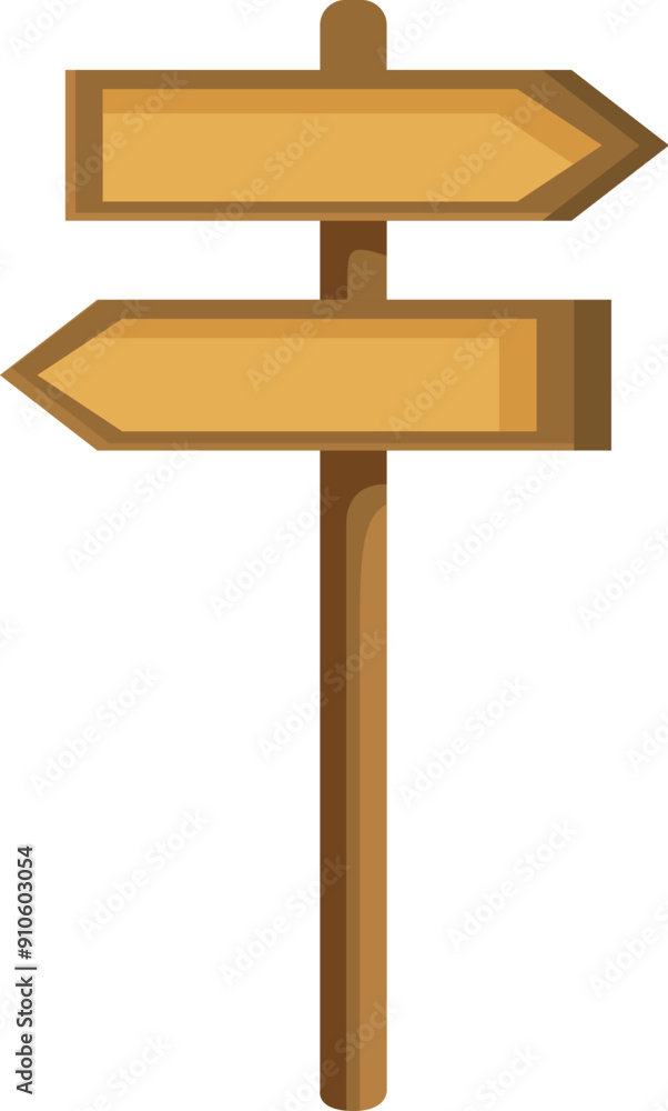 Simple wooden signpost is pointing in two different directions Simple wooden signpost is pointing in two different directions