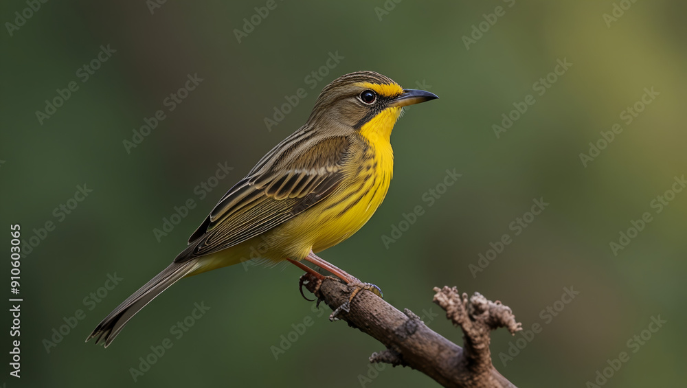 Fototapeta premium a yellow wagtail on a branch in the morning