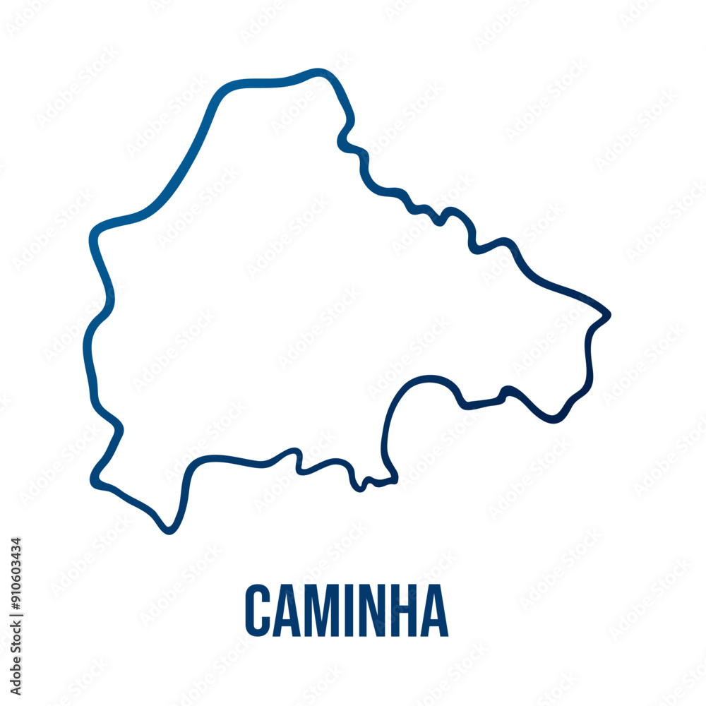 Caminha municipality,Viana do Castelo district map. Abstract smooth blue gradient linear vector Caminha municipality,Viana do Castelo district map. Abstract smooth blue gradient linear vector