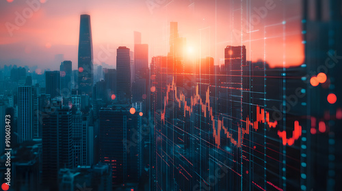 financial finance growth stability commercial business economy city district coins data digital graph charts trend investment economic data performance returns profits development GDP world