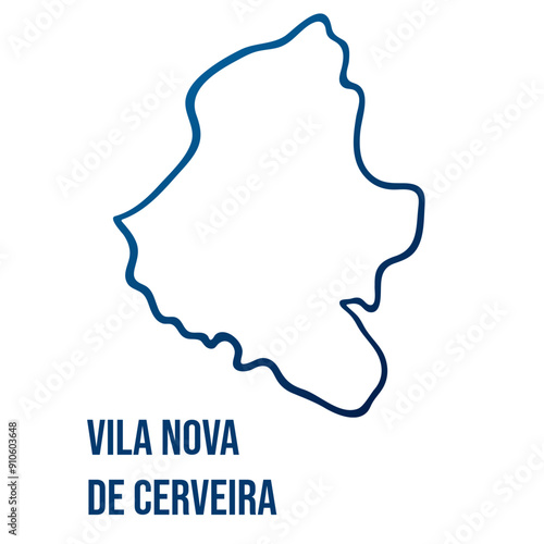 Vila Nova de Cerveira municipality,Viana do Castelo district map. Abstract smooth blue gradient linear vector