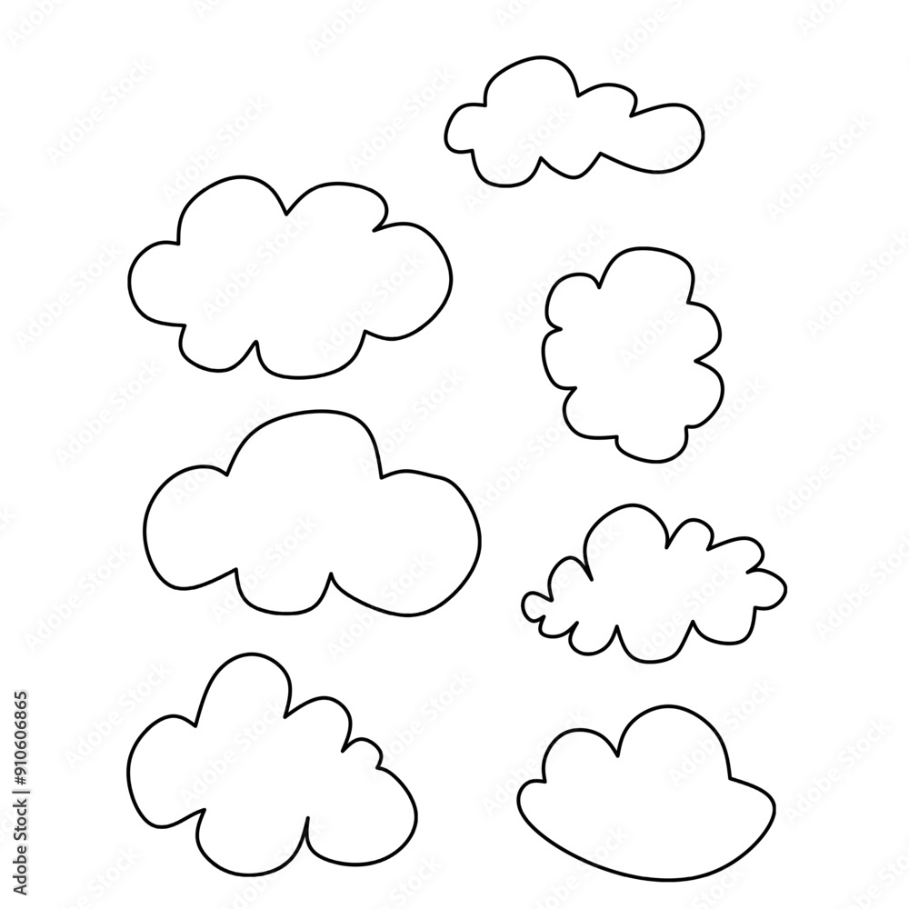 Cloud set isolated with white background Cloud set isolated with white background