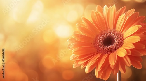 Orange gerbera daisy in soft focus with