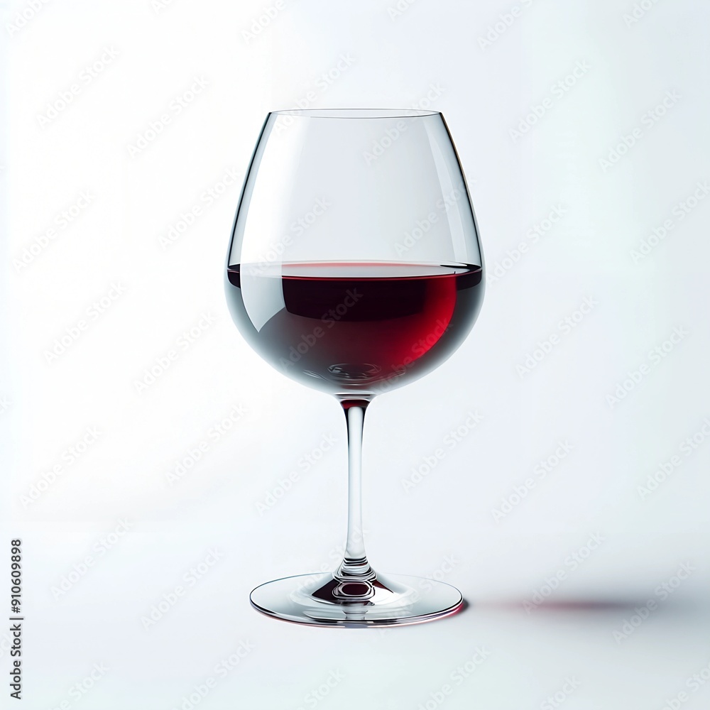 Photorealistic Red Wine in a Bordeaux Glass on White Background Photorealistic Red Wine in a Bordeaux Glass on White Background