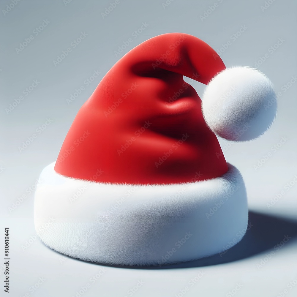 Cute Simple 3D Santa Hat on Isolated Background Cute Simple 3D Santa Hat on Isolated Background