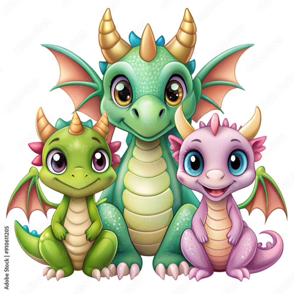 Fototapeta premium Cartoon dragon couple