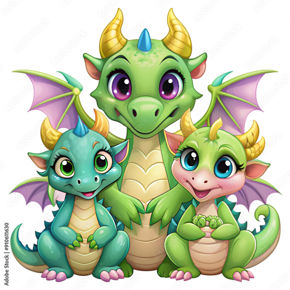 Fototapeta premium Cartoon dragon couple