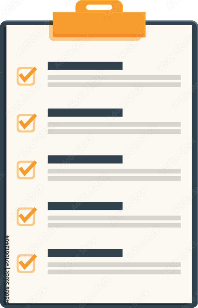 Clipboard is showing a checklist with all items checked off, indicating successful completion of tasks Clipboard is showing a checklist with all items checked off, indicating successful completion of tasks