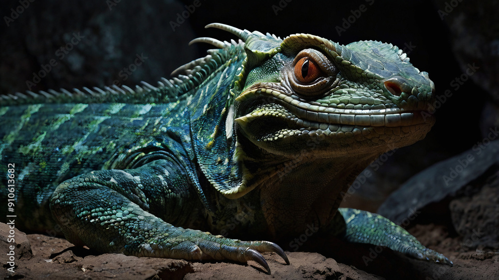 Obraz premium An iguana staring directly at the camera with a curious expression