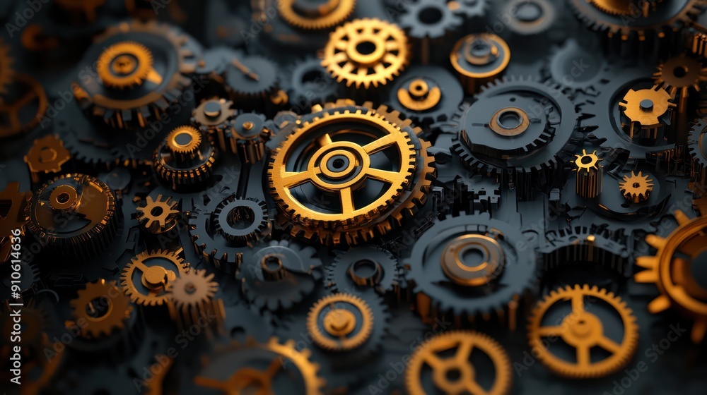 A close up of many gears with a black background A close up of many gears with a black background