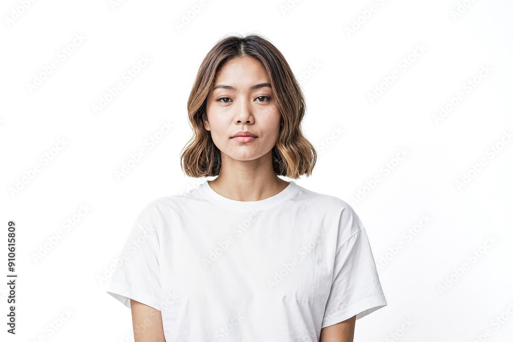 Young woman with brown hair looking at the camera Young woman with brown hair looking at the camera