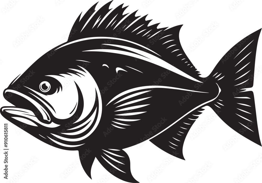 a black and white illustration of a fish a black and white illustration of a fish
