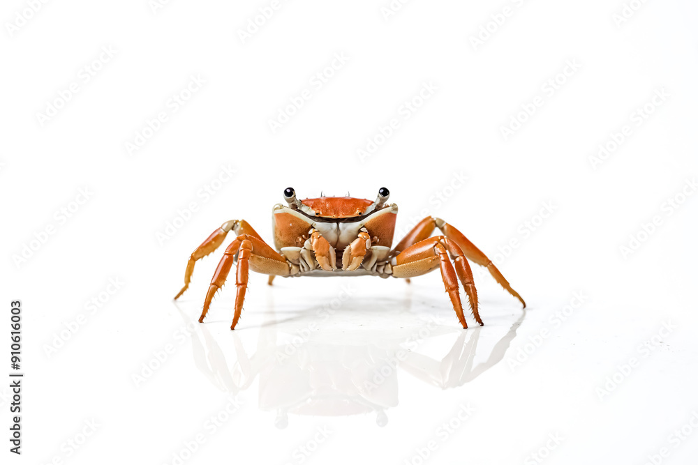 Fototapeta premium Small orange crab on a white background
