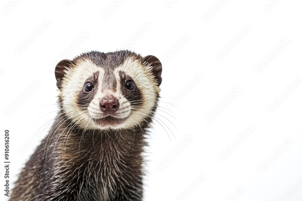 Close-Up Portrait of a Cute Ferret Looking at Camera Close-Up Portrait of a Cute Ferret Looking at Camera