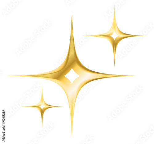 3d chrome gold stars with hole in middle emoji with transparent background, png, ai, vector