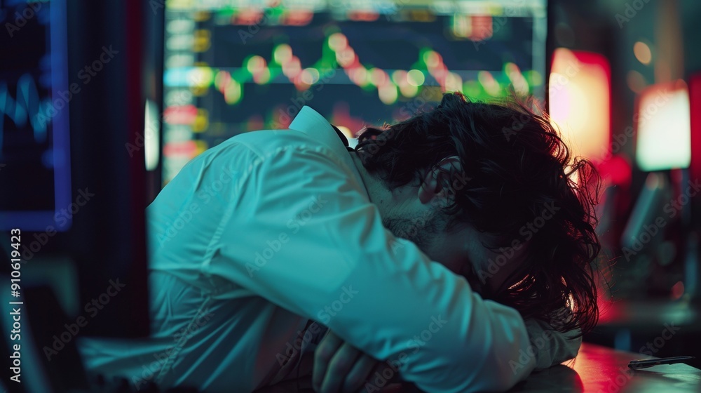 MAN IN SUIT STRESSED IN AN OFFICE. FINANCIAL CRISIS CONCEPT MAN IN SUIT STRESSED IN AN OFFICE. FINANCIAL CRISIS CONCEPT