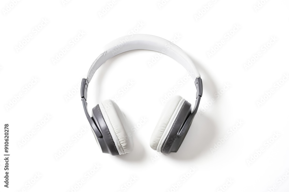 Fototapeta premium White Headphones on White Background