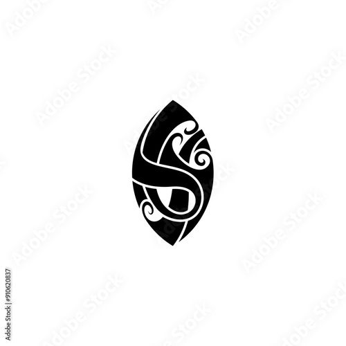 tribal leaf organic with flat style in black color