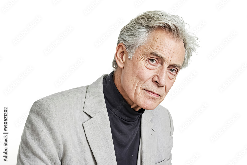 Senior Man in Grey Suit and Black Turtleneck Senior Man in Grey Suit and Black Turtleneck