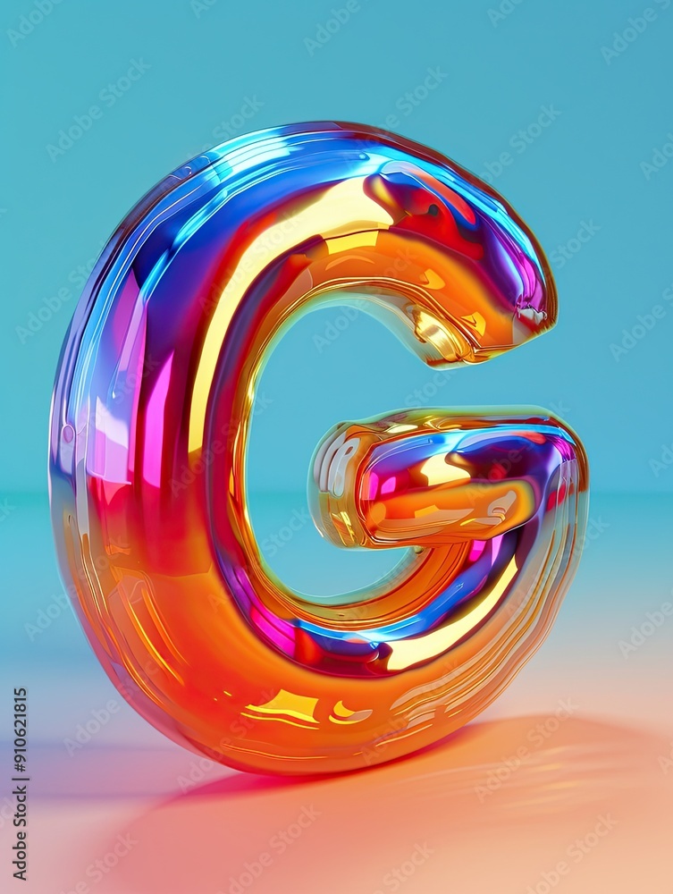 Colorful 3D holographic letter 'G' against a gradient background. Colorful 3D holographic letter 'G' against a gradient background.