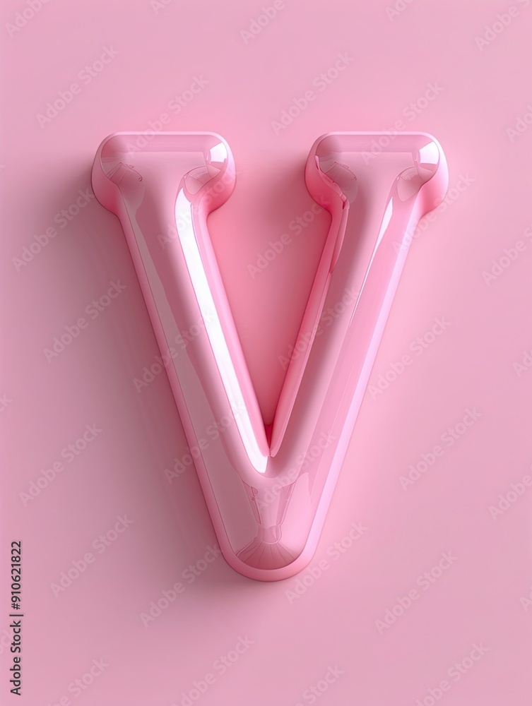 Shiny pink letter V on a matching pink background. Shiny pink letter V on a matching pink background.