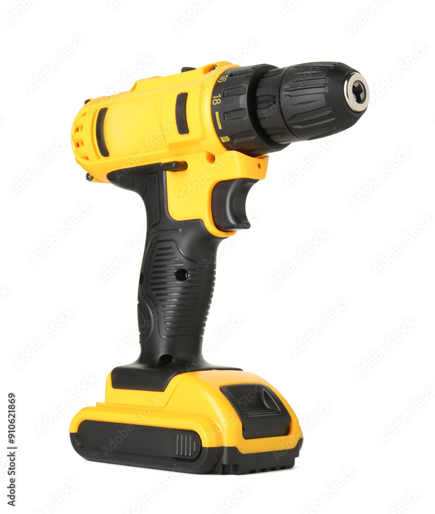 Modern cordless electric screwdriver isolated on white Modern cordless electric screwdriver isolated on white