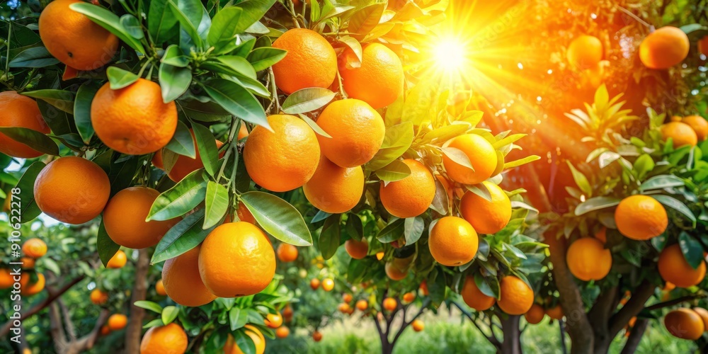 Vibrant ripe oranges hang from sturdy branches, surrounded by lush green leaves and soft sunlight filtering through the foliage of a thriving orange tree. Vibrant ripe oranges hang from sturdy branches, surrounded by lush green leaves and soft sunlight filtering through the foliage of a thriving orange tree.