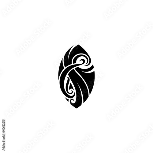 tribal leaf herbal with flat style in black color