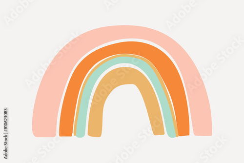 rainbow arch boho art style illustration vector