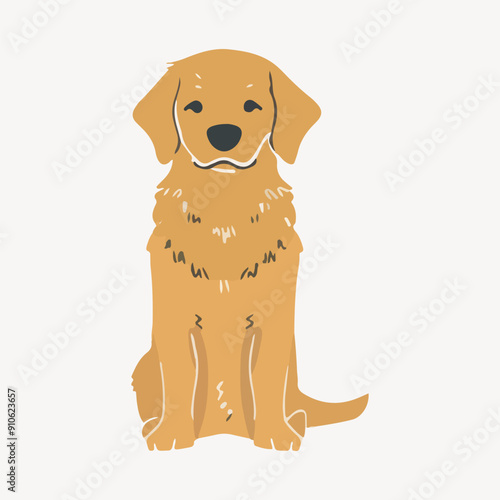 cute golden retriever dog illustration vector